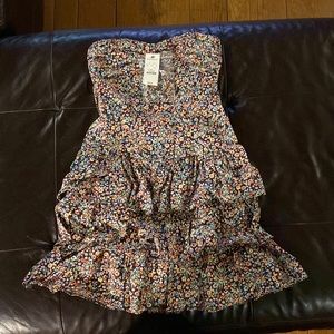 Express strapless floral ruffle mini dress with tags size XXS